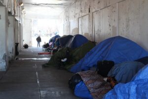 The homeless encampment under the viaduct on Wilson Avenue. (DNAinfo/Josh McGhee)