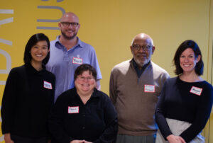 From left, Claire Lew, Brett Rausch, Tracy Baim, Mikal Rasheed and Megan Winkelman (Photo by Julie Dworkin)