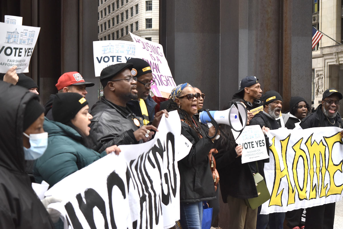 people at a street rally