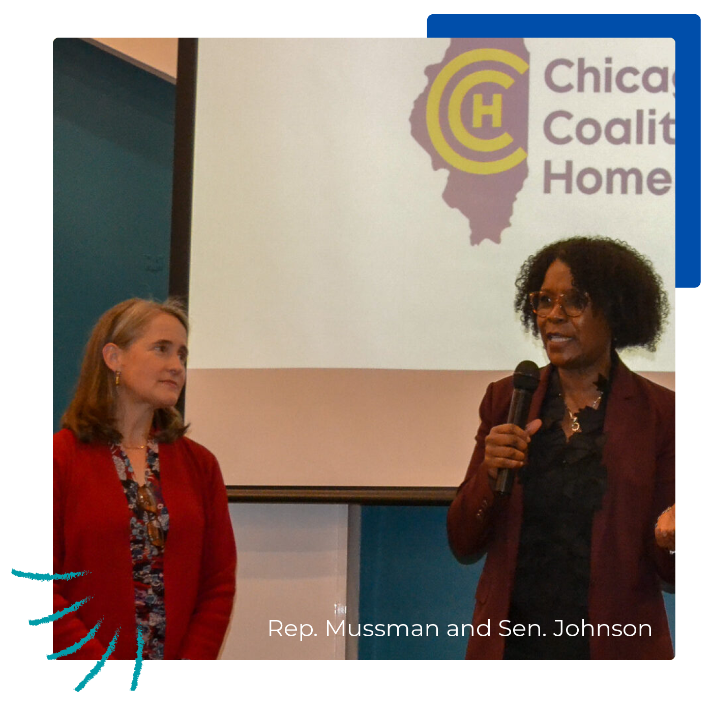 Representative Mussman and Senator Johnson give a speech at CCH's Victory Celebration.