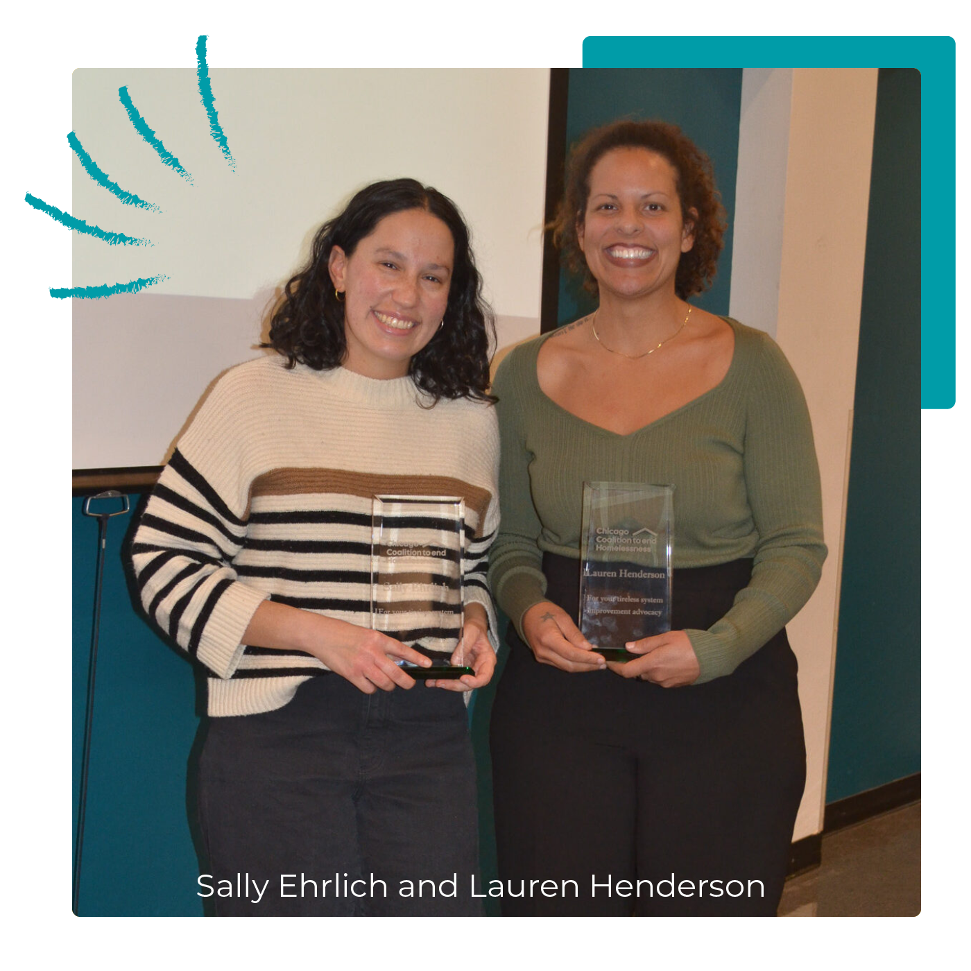 Sally Ehrlich and Lauren Henderson pose with their CCH Victory Celebration Awards