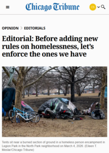 Image of Chicago Tribune Editorial: Before adding new rules on homelessness, let’s enforce the ones we have